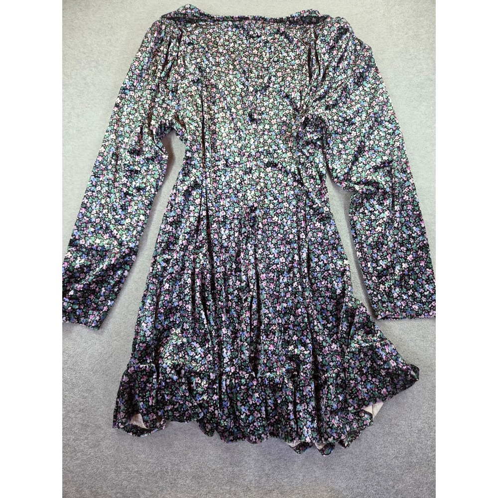 Wild Fable Floral Velvet Long Sleeve Ruffle Mini Dress Size XXL Y2K Grunge